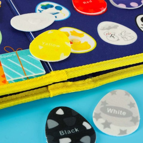 Tablica manipulacyjna sensoryczna montessori walizka plecak niebieska Tablica manipulacyjna sensoryczna montessori walizka plecak niebieska