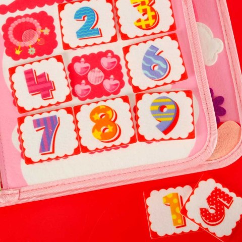 Tablica manipulacyjna sensoryczna montessori walizka plecak różowa Tablica manipulacyjna sensoryczna montessori walizka plecak różowa
