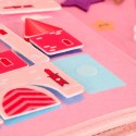 Tablica manipulacyjna sensoryczna montessori walizka plecak różowa Tablica manipulacyjna sensoryczna montessori walizka plecak różowa
