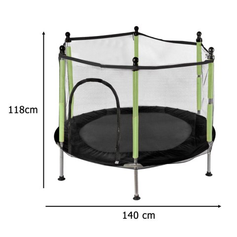 Trampolina do domu ogrodu dla dzieci siatka piłki 140cm 55inch zielona Trampolina do domu ogrodu dla dzieci siatka piłki 140cm 55inch zielona