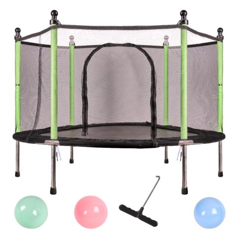 Trampolina do domu ogrodu dla dzieci siatka piłki 140cm 55inch zielona Trampolina do domu ogrodu dla dzieci siatka piłki 140cm 55inch zielona