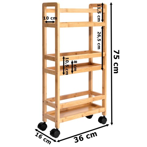 Regał na kółkach bambusowy INAKI 3 poziomy natural Regał na kółkach bambusowy INAKI 3 poziomy natural