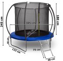 Trampolina z siatką i drabinką HENZEN 244 cm niebieska FT 8 Trampolina z siatką i drabinką HENZEN 244 cm niebieska FT 8