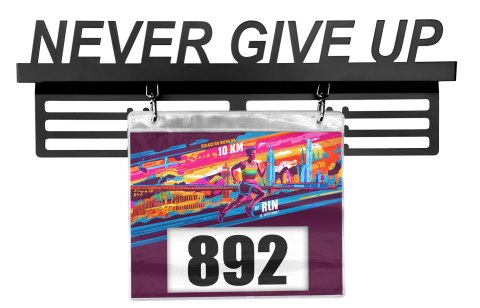 Wieszak na medale i numery startowe NEVER GIVE UP Wieszak na medale i numery startowe NEVER GIVE UP