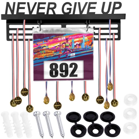 Wieszak na medale i numery startowe NEVER GIVE UP Wieszak na medale i numery startowe NEVER GIVE UP